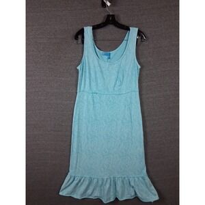 Fresh Produce Dress Womens M Blue Floral Maxi Ruffle Hem Coastal Cottage US Made